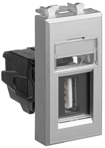 Розетка USB тип А модульная DKC Avanti 1-м. 1 мод. 3000мА закаленная сталь картинка